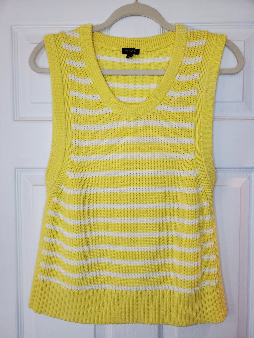 Talbots Yellow and White Striped Sweater Vest
